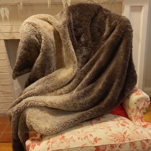 West Elm Faux Fur Blanket, Mocha